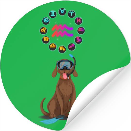 Funny Dog Lover Horoscope Aquarius Zodiac Sign Pun Stickers