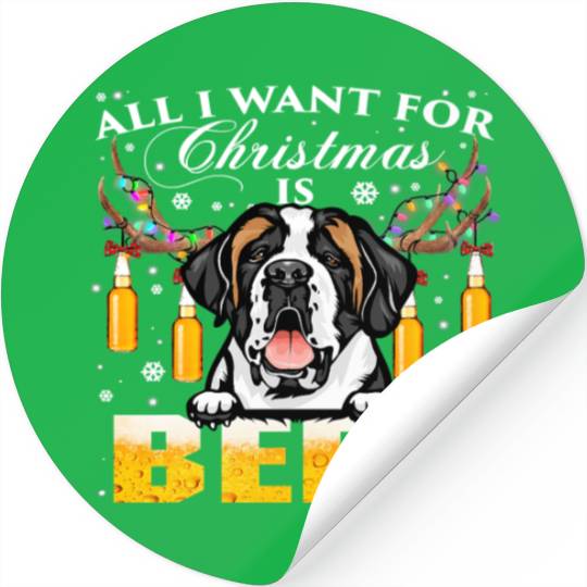 Halloween Saint Bernard Reindeer Beer Christmas Stickers