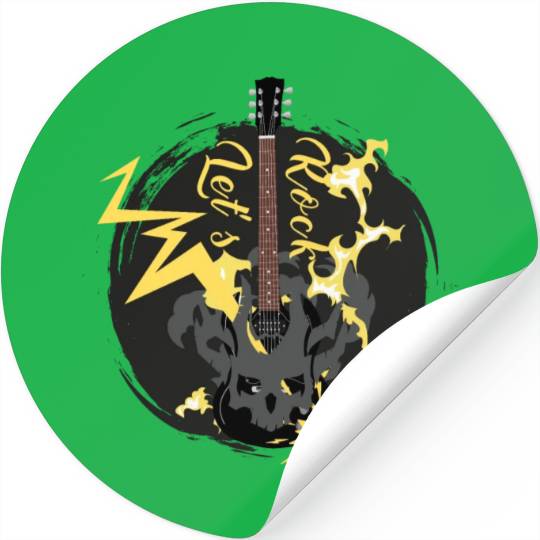 Let's Rock and Roll Music Vintage Corazón Conciert Stickers