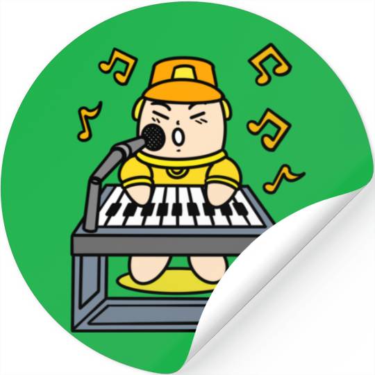 Boy singing with electric piano Stickers