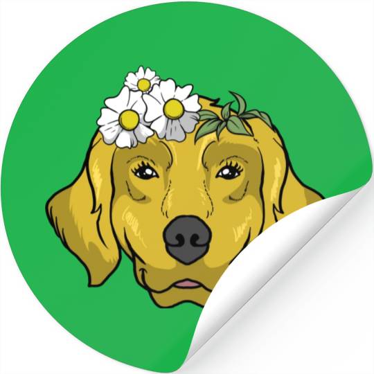 Dog Golden Retriever Flower Stickers