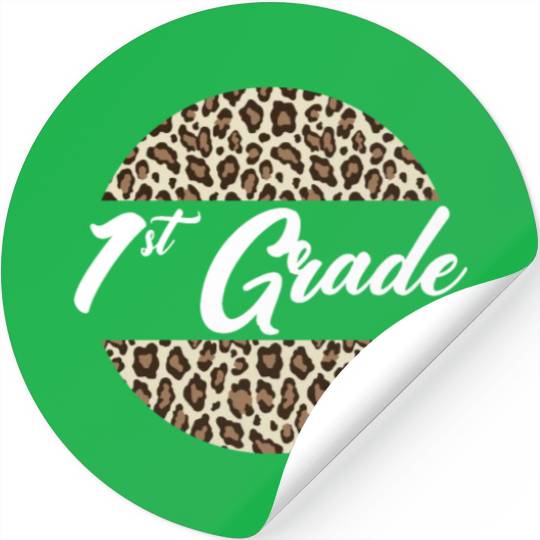 1st Grade Cheetah Print School Teacher Student Stickers