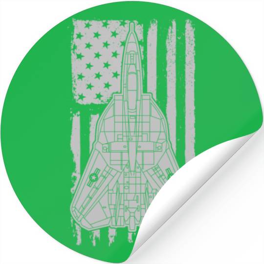 F-14 Tomcat Fighter Jet Airplane American Flag F14 Stickers