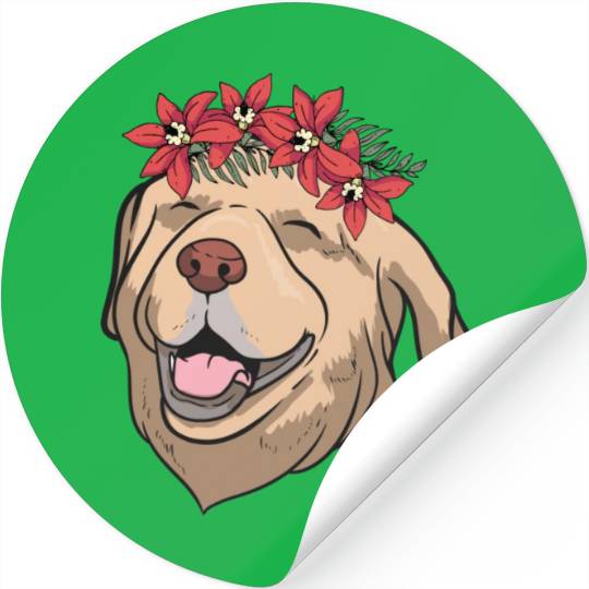 Dog Labrador Flower Stickers
