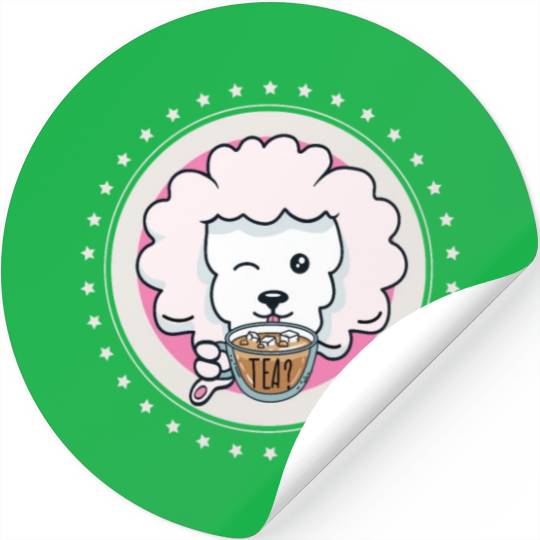 Dog Breed Poodle Tea Stickers