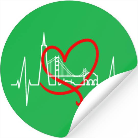 San Francisco Skyline Heartbeat California Lover Stickers