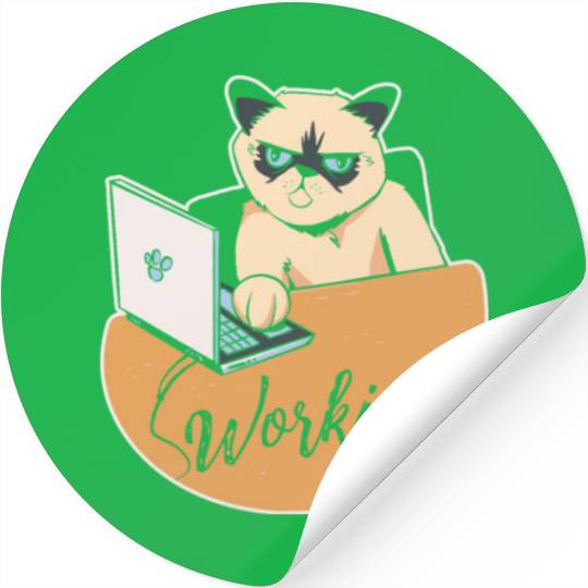 Working Cat Busy Cat Owner Professional Worker Stickers
