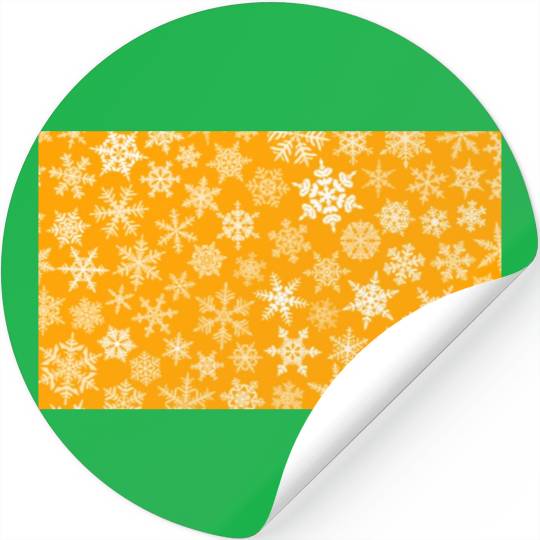 Winter Snowflakes Pattern Orange White Stickers