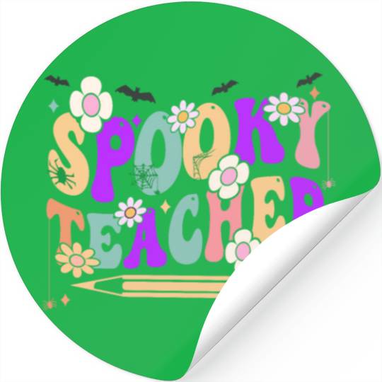 Spooky Season Retro Spooky Teacher Halloween Funny Stickers