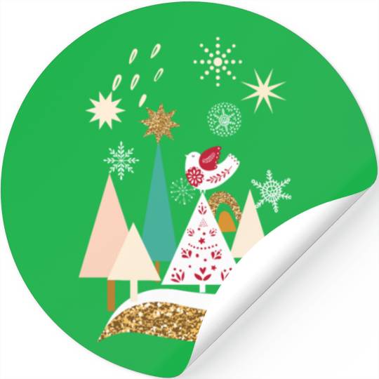 Christmas Winter Scandinavian Trees Snow Stickers