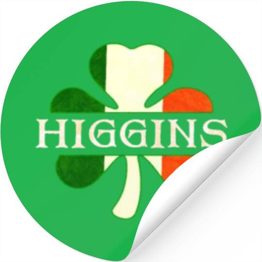 Higgins Irish Surname Ireland Flag Shamrock Stickers