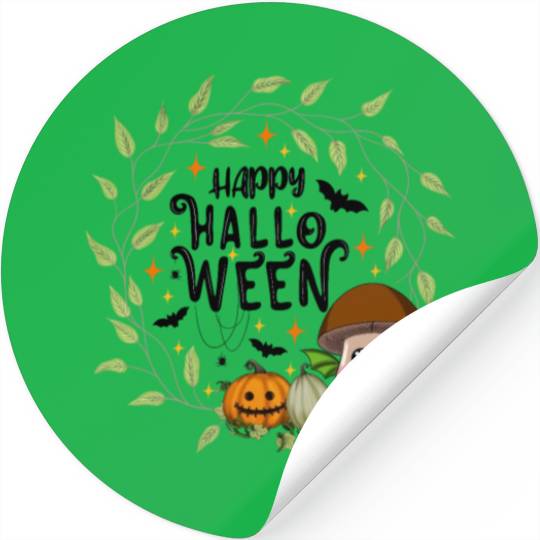 Bat Mushroom 'brown' - Happy Halloween Stickers