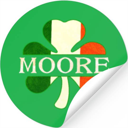 Moore Irish Surname Ireland Flag Shamrock Stickers
