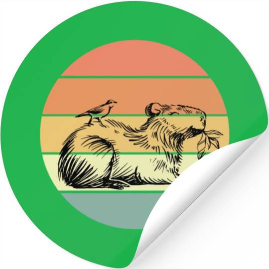 Retro Capybara Stickers