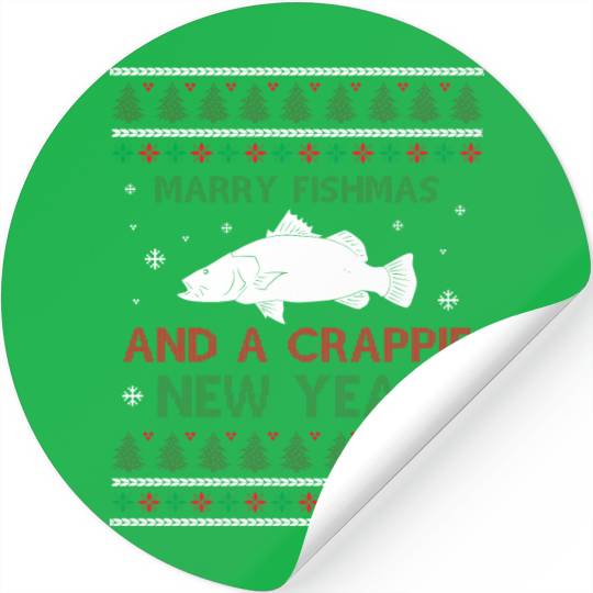 Merry Fishmas And A Crappie New Year - Saying Ugly Stickers