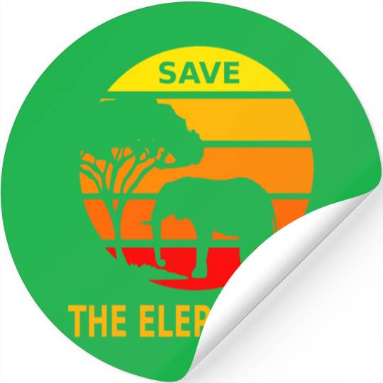 Retro Vintage Save the Elephants Stickers