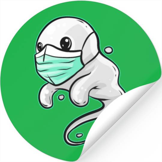 Spirit Ghost Wearing A Face Mask On Halloween Stickers