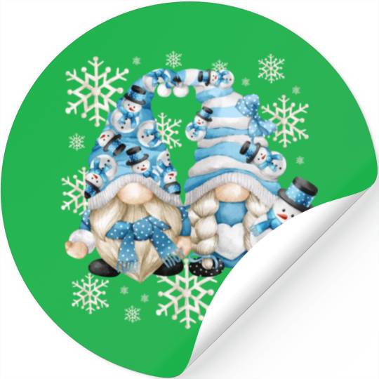 Funny Snowman Gnomies With Snowflakes Cute Winter Stickers