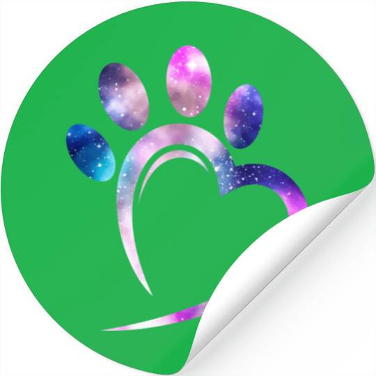 Galaxy Cat Paw Heart Cat Lover Stickers