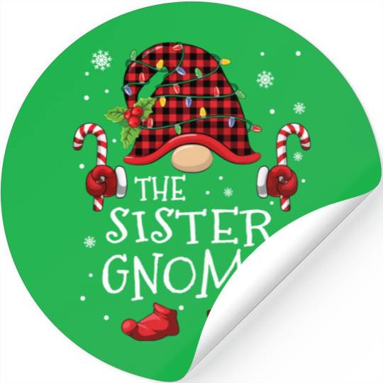 Sister Gnome Buffalo Plaid Christmas Tree Family Stickers