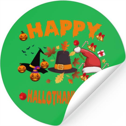 Wine Halloween Christmas Happy Hallothanksmas Stickers