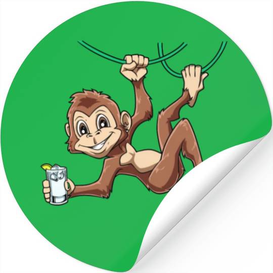 Funny Monkey drinking Grain Chimpanzee Stickers