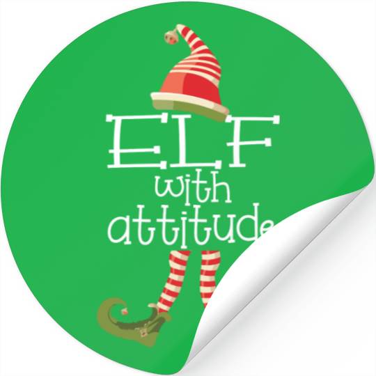 Funny Elf Christmas Matching Family Elf With Attit Stickers