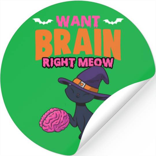 Halloween Zombie Cat For A Trick Or Treat Brainy Stickers
