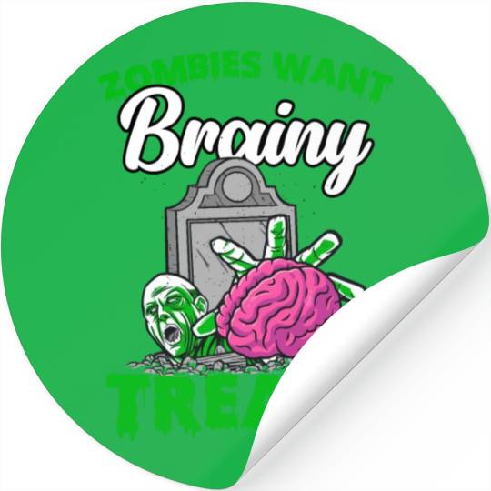Spooky Halloween Zombie For Trick Or Treat Brainy Stickers