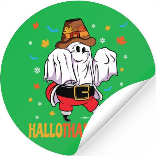 Happy Hallothanksmas Halloween Thanksgiving Santa Stickers