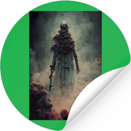 Zombie soldier with smoking skulls Stickers