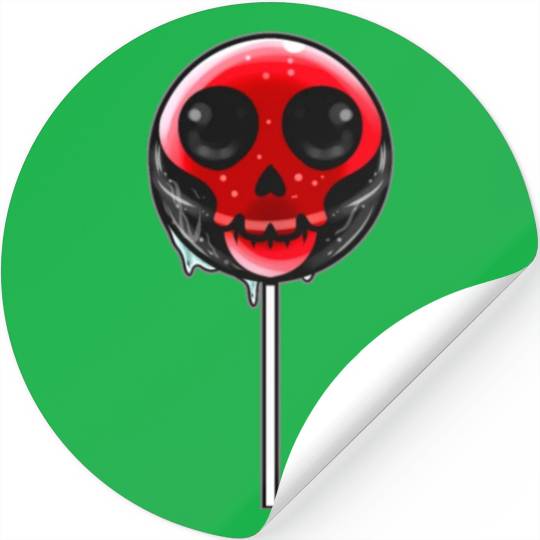 Red Skull Lollipop Trick Or Treat Halloween Stickers