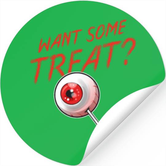 Trick Or Treat Want Some Treat Eyeball Lollipop Stickers