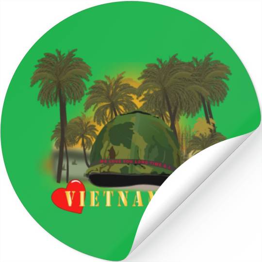 Vietnam Era Helmet Cover - MELOVEYOULONGTIME GI w Stickers