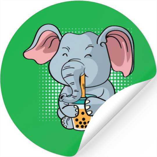 Elephant Bubble Tea Zookeeper Gift Stickers