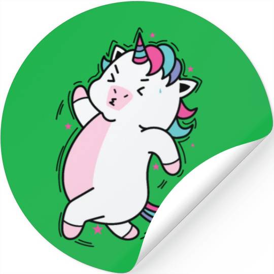 Unicorn Running Fable Creature Sport Stickers