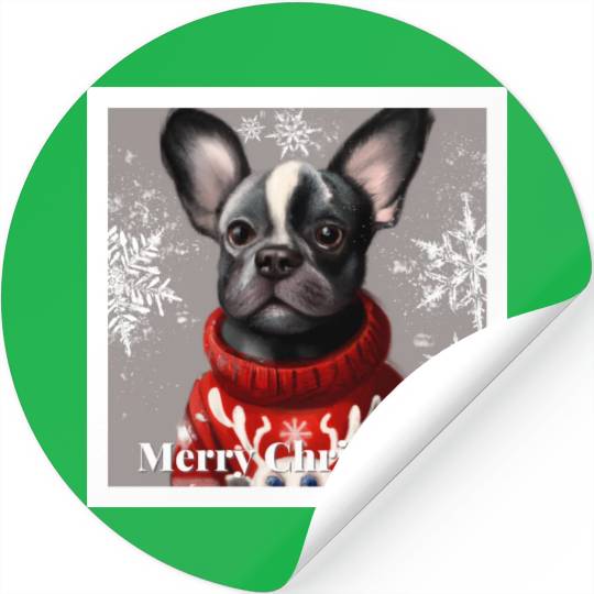 Festive French Bulldog in a cute sweater. Stickers