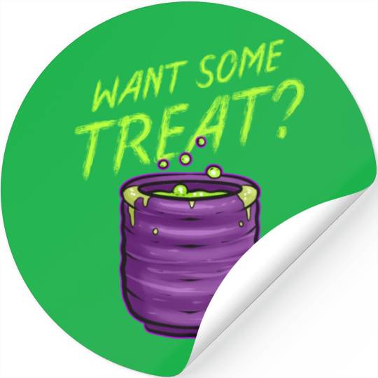 Want Some Treat Pot Of Green Witch Tea Slime Stickers