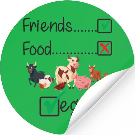Friends Not Food Vegan Farm Animals Funny Stickers
