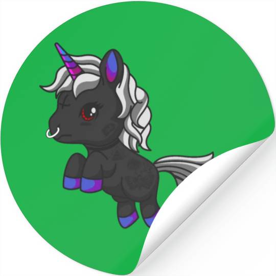 Goth Unicorn Zombie Gothic Occult Halloween Stickers