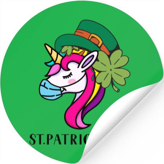 Toddler Girls St Patricks Day Rainbow Unicorn Face Stickers