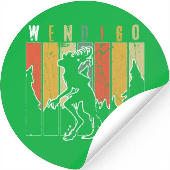 Retro Folk Wendigo Halloween Cryptid Monster Stickers