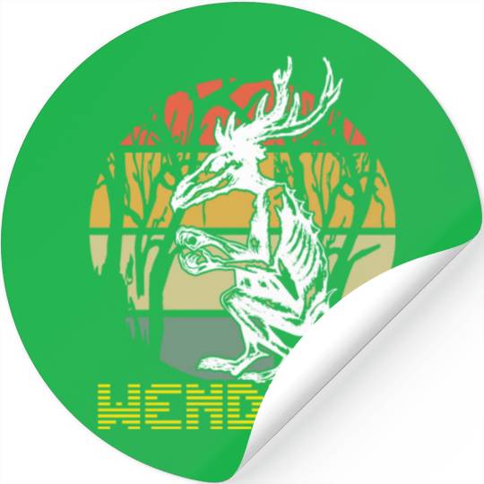 Vintage Folk Wendigo Halloween Cryptid Monster Stickers