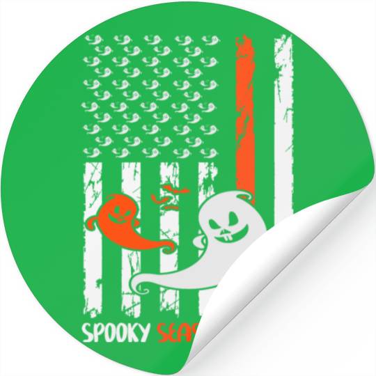 Groovy Halloween Spooky Season Squad US Flag Stickers