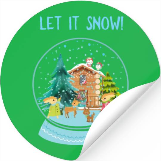 Let It Snow Snowglobe Village Owls Deer Stickers