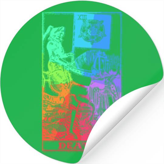 Death Tarot Card Psychic Occult Pagan Witch Rainbo Stickers