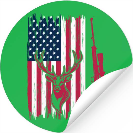 Deer Hunter American Flag Deer Head - Deer Hunting Stickers