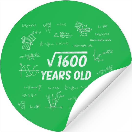 Square Root Of 1600 - 40th Birthday Math Nerd Stickers