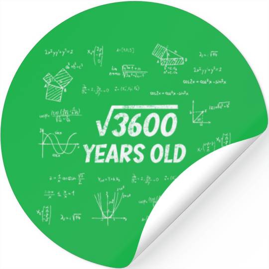 Square Root Of 3600 - 60th Birthday Math Nerd Stickers