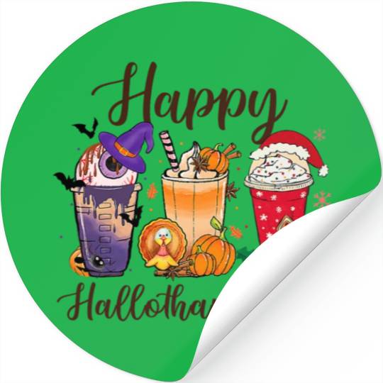 Happy HalloThankMas Coffee Turkey Unique Stickers